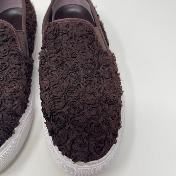 Tory Burch Rosette Slip On Trainers leather boho textile flowers brown size 7.5 - Picture 6 of 11
